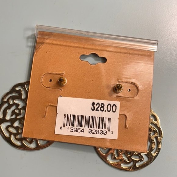 Filigree Gold Tone Earrings - Picture 2 of 2